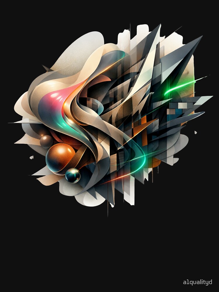 Abstract Futuristic Geometric Flow – Neon Digital Art Design by a1qualityd T-Shirts, Hoodie, Sweatshirt (Image 3)