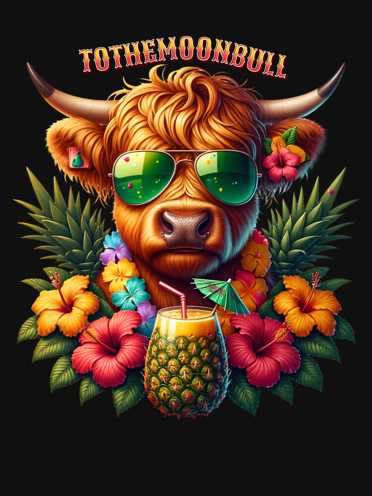 To The Moon Bull - Crypto Tropical Party by angelcrease T-Shirts, Hoodie, Sweatshirt | BlankRebels.com (Image 3)