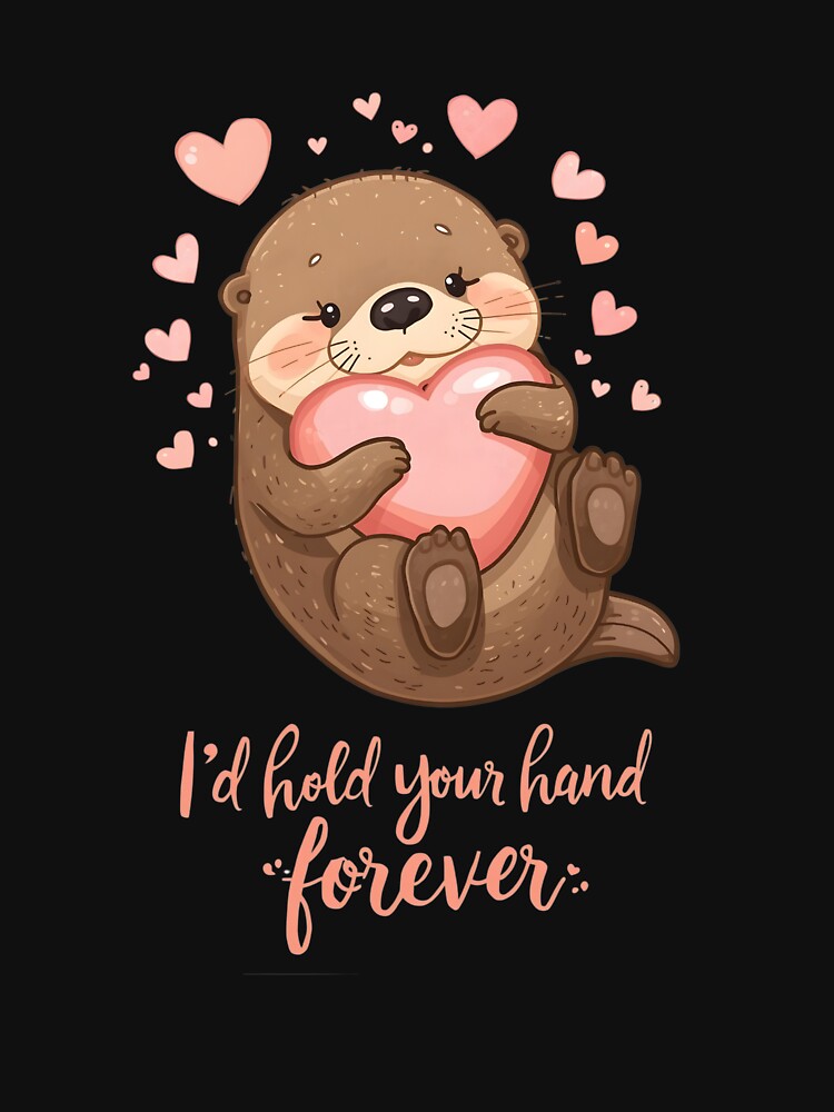 Cute Otter Valentine Holding Heart Forever Love T-Shirt by FestivityFinds Hoodie, Sweatshirt | BlankRebels.com (Image 3)