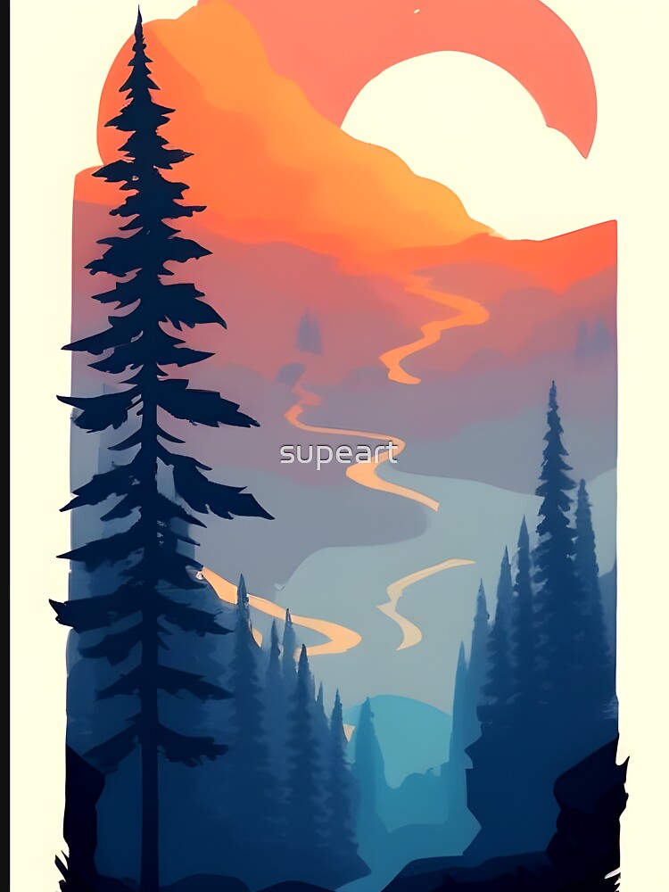 Find the Perfect Minimalist Landscape Mountain Trees Print for Your Style and Taste by supeart T-Shirts,... (Image 3)