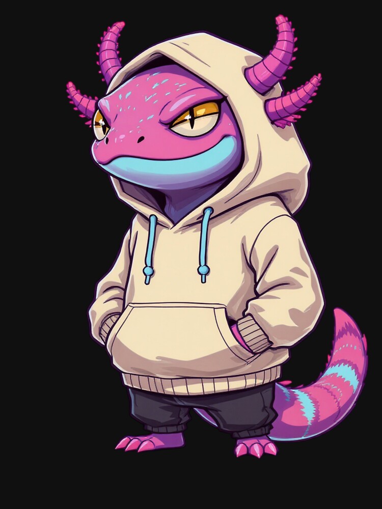 Introvert Cool Axolotl – Quiet Confidence Streetwear Illustration by ColorSplash123 T-Shirts, Hoodie, Sweatshirt (Image 3)