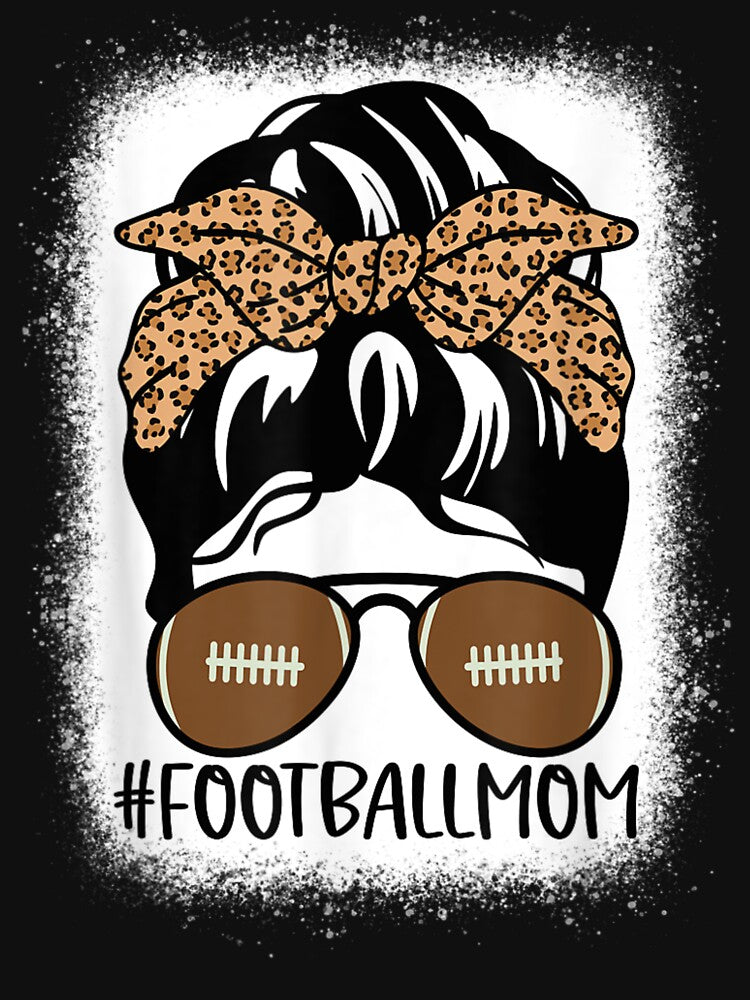 Bleached Football Mom Life With Leopard and Messy Bun Player T-Shirt by SimoDesigne07 Hoodie, Sweatshirt (Image 3)