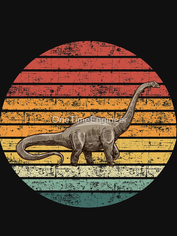 Retro Sauropod Long neck dinosaur by OneTimeEngineer T-Shirts, Hoodie, Sweatshirt | BlankRebels.com (Image 3)