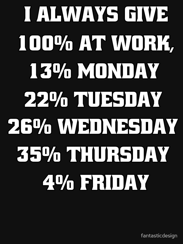 Funny Sarcastic Humor I Always Give 100% At Work, 13% Monday by fantasticdesign T-Shirts, Hoodie, Sweatshirt (Image 3)