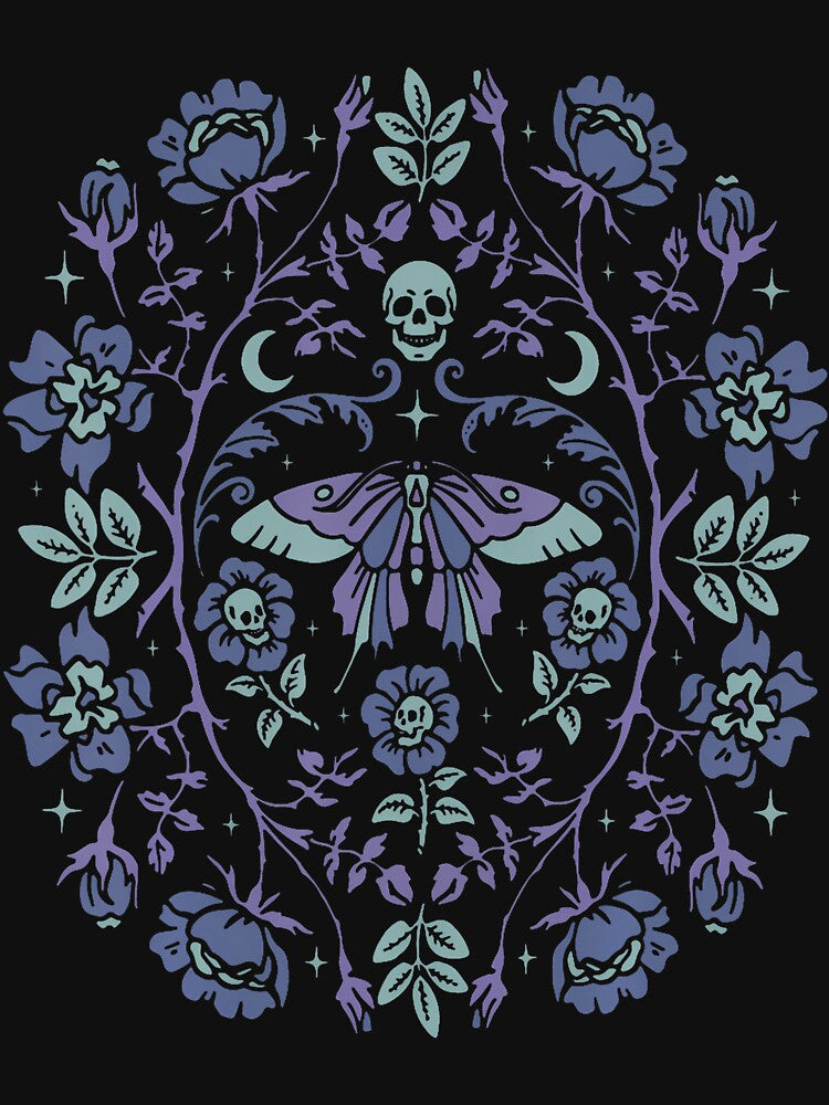Gothic Garden Dark Academia Floral Skull Creepy Cute by kallerqptart T-Shirts, Hoodie, Sweatshirt | BlankRebels.com (Image 3)