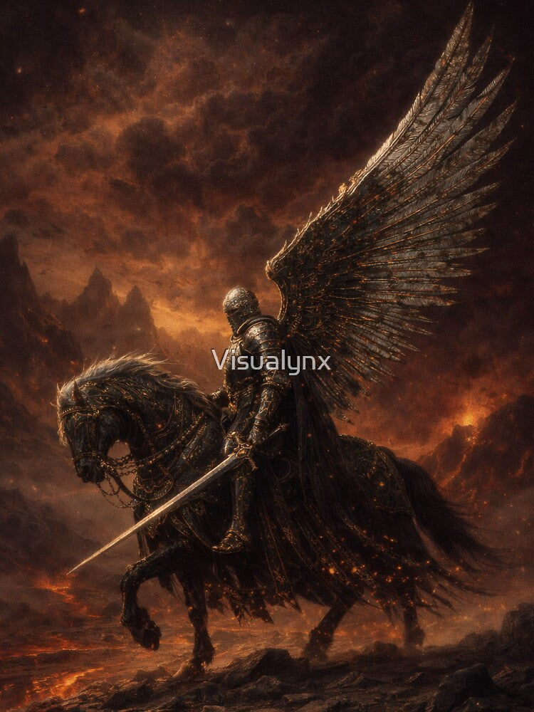 Dark Fantasy Winged Knight – Apocalyptic Angel Warrior Art by Visualynx