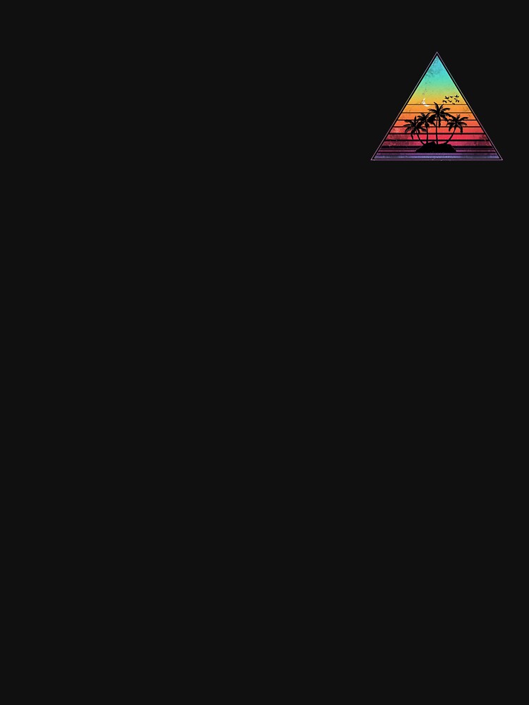 Vaporwave Sunset Triangle – Retro 80s Synthwave Art with Palm Trees and Birds by PixelVibe782 T-Shirts, Hoodie,... (Image 3)