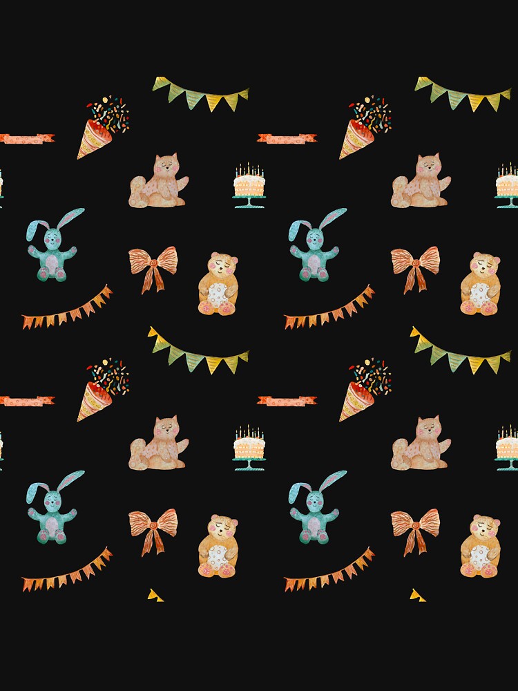 Happy birthday cake cat flower pattern watercolor red by Yana Mustafina | Boho Soulful Designs T-Shirts,... (Image 3)