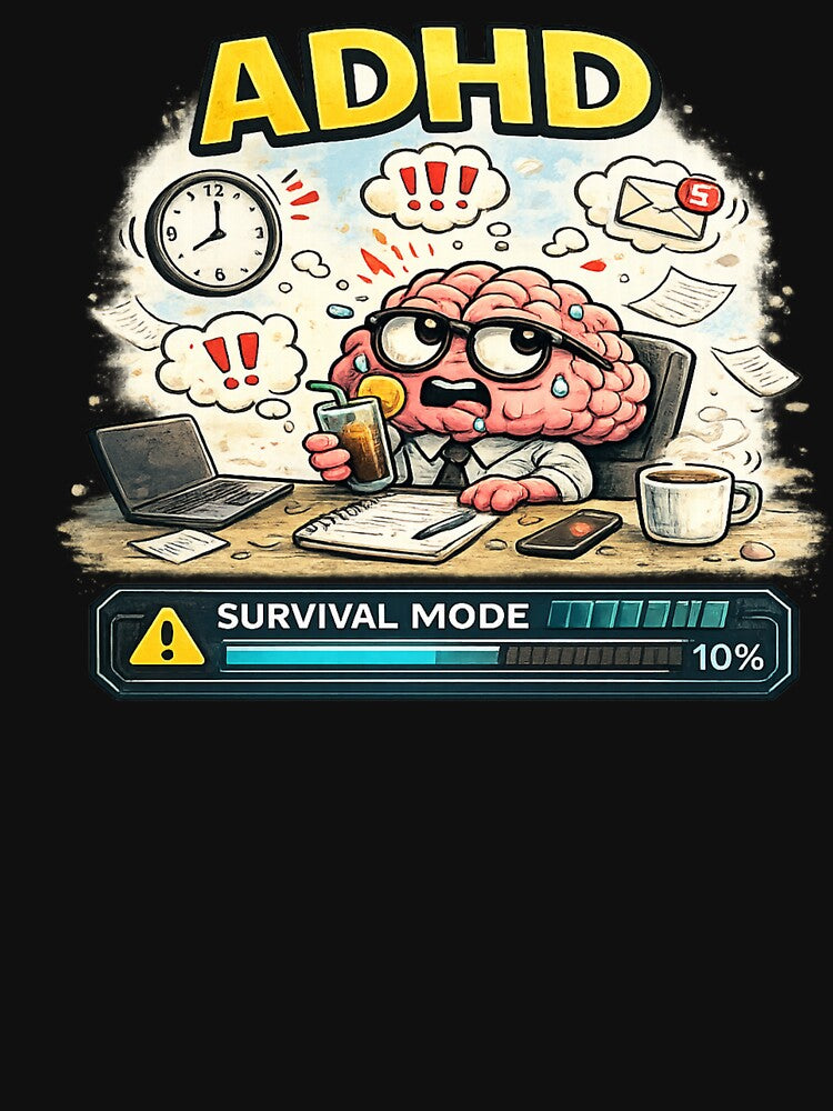 ADHD Survival Mode Funny Brain Work Stress Design by FeralMindStudio T-Shirts, Hoodie, Sweatshirt | BlankRebels.com (Image 3)
