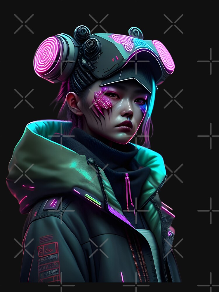 Neon Cyberpunk Operator Woman by Art Intelligence T-Shirts, Hoodie, Sweatshirt | BlankRebels.com (Image 3)