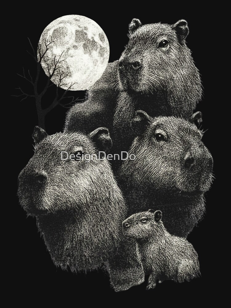 Capybara Full Moon Vintage Graphic, Three Capybaras Animal Lover, Funny Wildlife Aesthetic, 90s Animal,... (Image 3)
