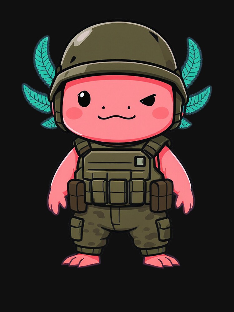 Cool Soldier Axolotl – Calm Brave Military Style Illustration by ColorSplash123 T-Shirts, Hoodie, Sweatshirt (Image 3)