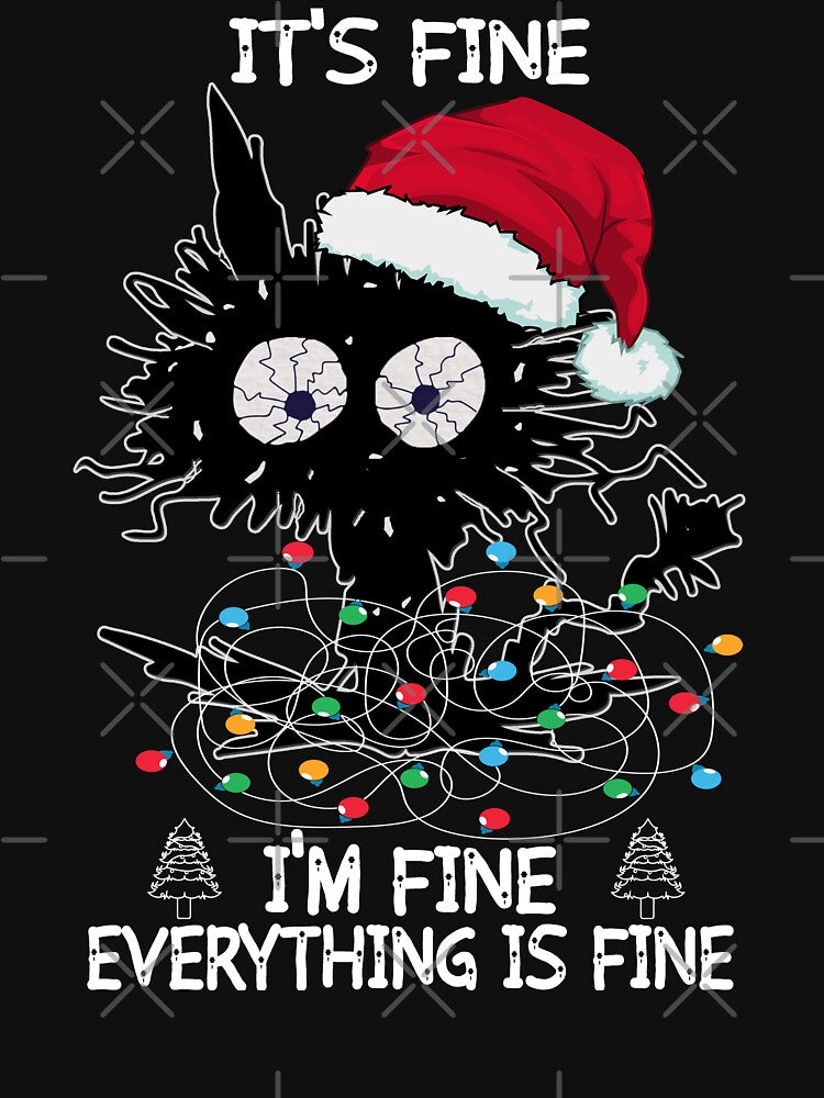 black cat christmas shirt , matching It's Fine I'm Fine Everything Is Fine cats christmas shirt by ZAIN JAMAL