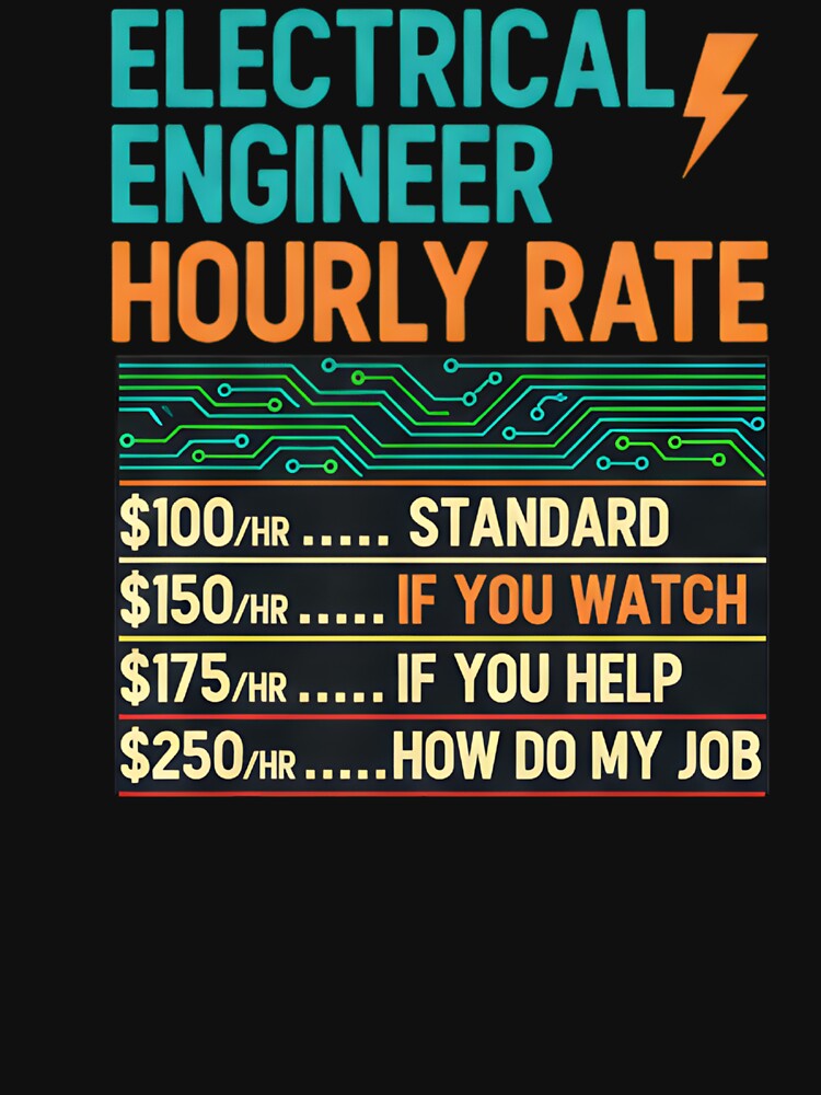 Electrical Engineer Hourly Rate Job Humor by hexenor T-Shirts, Hoodie, Sweatshirt | BlankRebels.com (Image 3)
