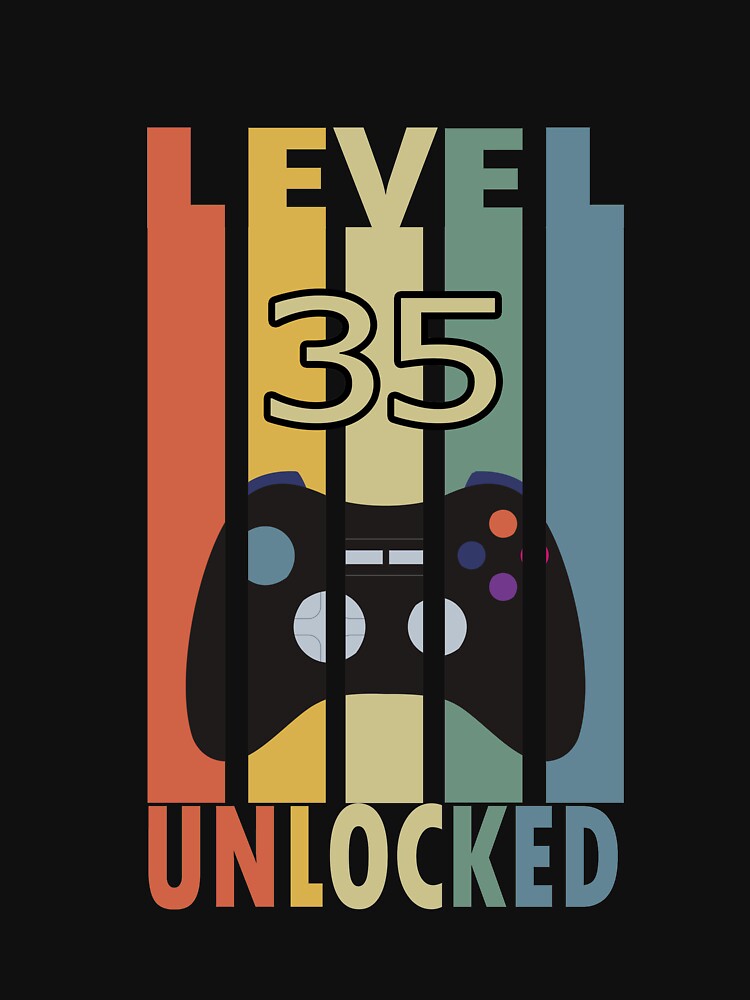 Level 35 Unlocked Vintage Gaming Retro 35th Birthday Gift by TDesignFactory T-Shirts, Hoodie, Sweatshirt (Image 3)