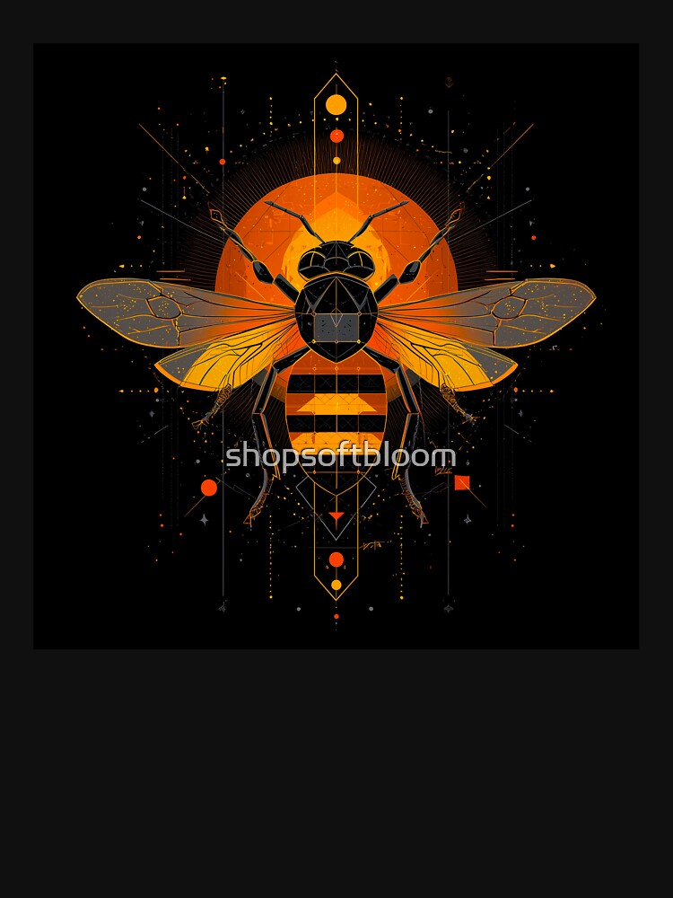 Cosmic Bee – Geometric Orange Sun Design by shopsoftbloom T-Shirts, Hoodie, Sweatshirt | BlankRebels.com (Image 3)