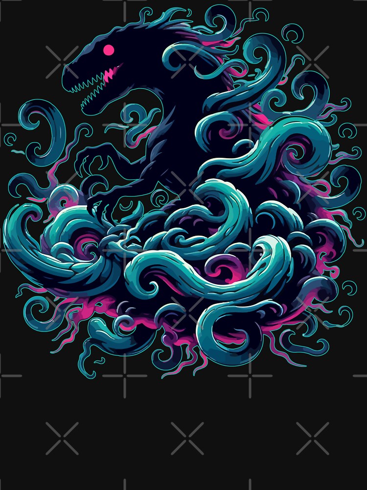 Spooky Abstract Art Demon Paranoramal Dinosaur Velociraptor by TomFrontierArt T-Shirts, Hoodie, Sweatshirt (Image 3)