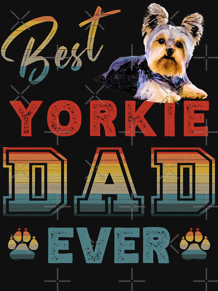 Vintage Retro Sunset Best Yorkie Dad Ever Paw Prints of Love by FlutteringWings T-Shirts, Hoodie, Sweatshirt (Image 3)