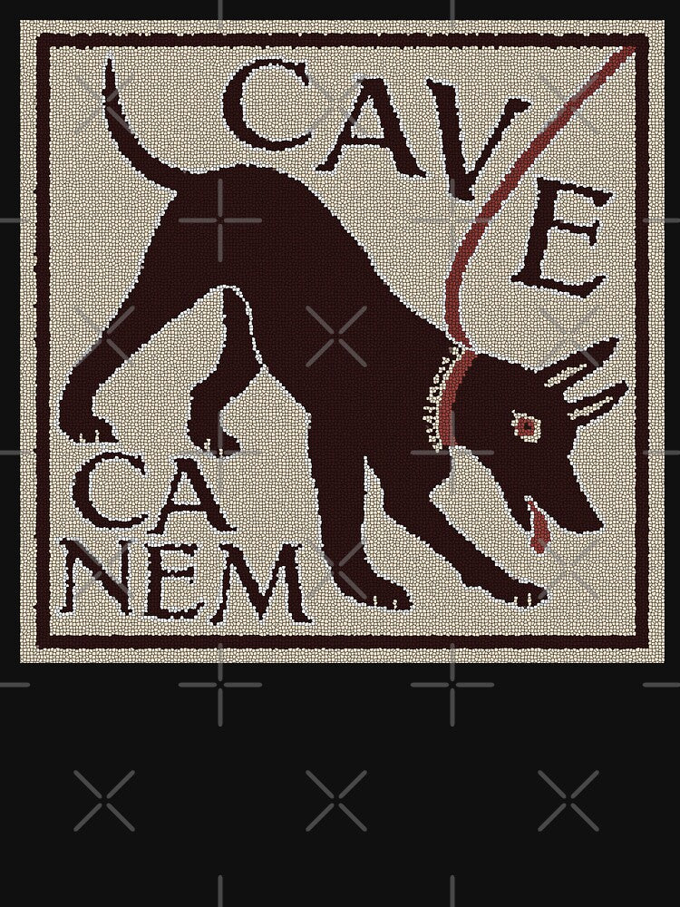 Beware of Dog "Cave Canem" Greco-Roman Mosaic by Happy Puppy Print On Demand