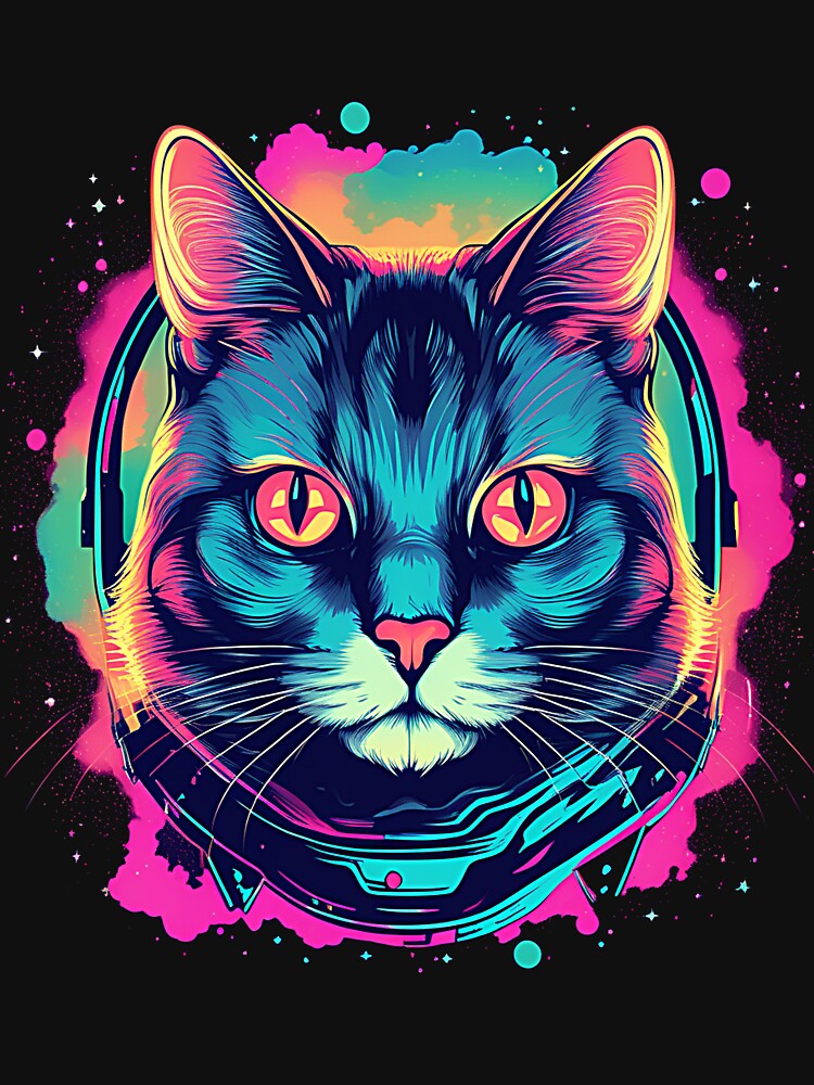 Galactic Whiskers: Neon Space Voyager by WarpWorks T-Shirts, Hoodie, Sweatshirt | BlankRebels.com (Image 3)