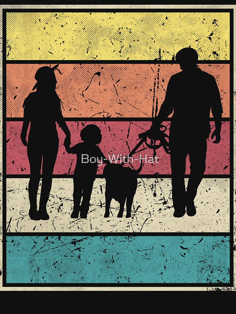 Family Happy. Mom Dad Child And Dog Retro Vintage Stripes by Boy-With-Hat T-Shirts, Hoodie, Sweatshirt (Image 3)