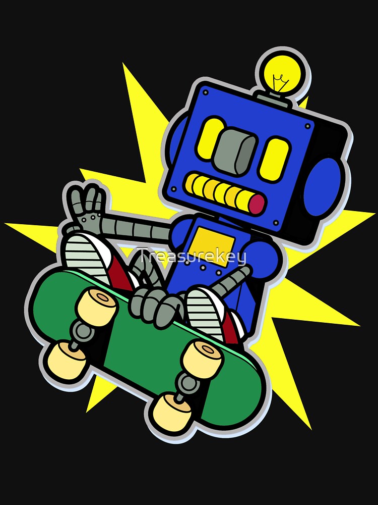 Skakeboarding Blue  Robot by Treasurekey T-Shirts, Hoodie, Sweatshirt | BlankRebels.com (Image 3)