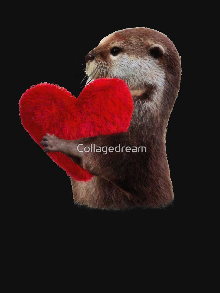 otter and sweet red heart, animal in love by Collagedream T-Shirts, Hoodie, Sweatshirt | BlankRebels.com (Image 3)