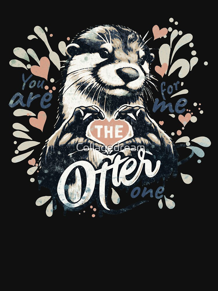 Adorable otter and sweet red heart, You're the otter one for me, animal in love, love quote by Collagedream... (Image 3)