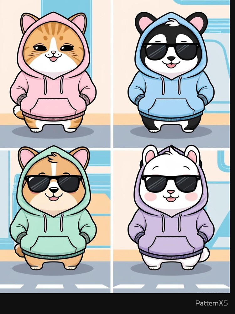 Cool Urban Animal Squad – Cute Cartoon Pets in Streetwear Style by PatternXS T-Shirts, Hoodie, Sweatshirt (Image 3)