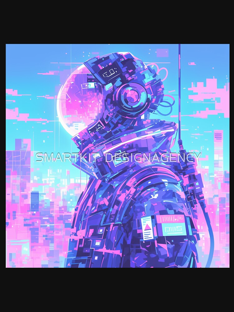 Retro Futuristic Vaporwave Art – Neon Astronaut, Synthwave, Cyberpunk, Glitch & 80s Aesthetic Design by... (Image 3)