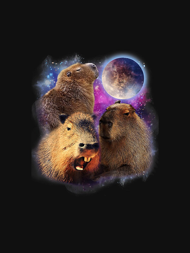 3 Capybara Moon Capybara Stuffed Animal For Men, Women, Kids T-Shirt by YolandaRoberts Hoodie, Sweatshirt (Image 3)