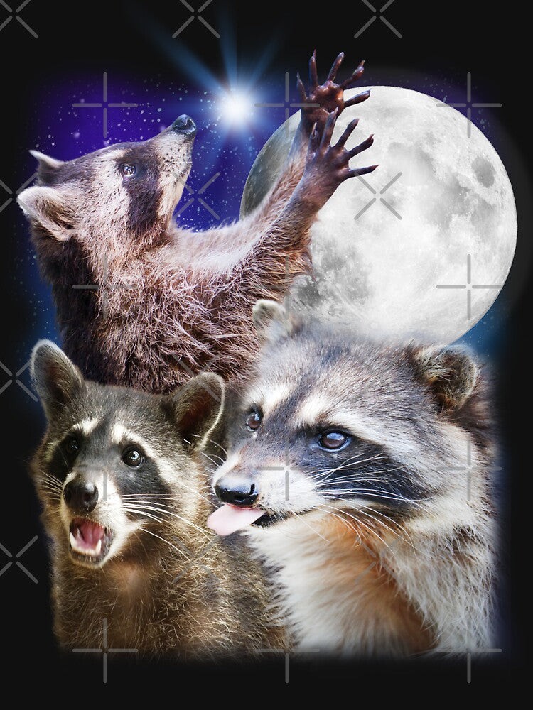 3 Racoon Moon Howling Raccoon Head Funny For Men, Women, Kid by hoffe-e T-Shirts, Hoodie, Sweatshirt (Image 3)