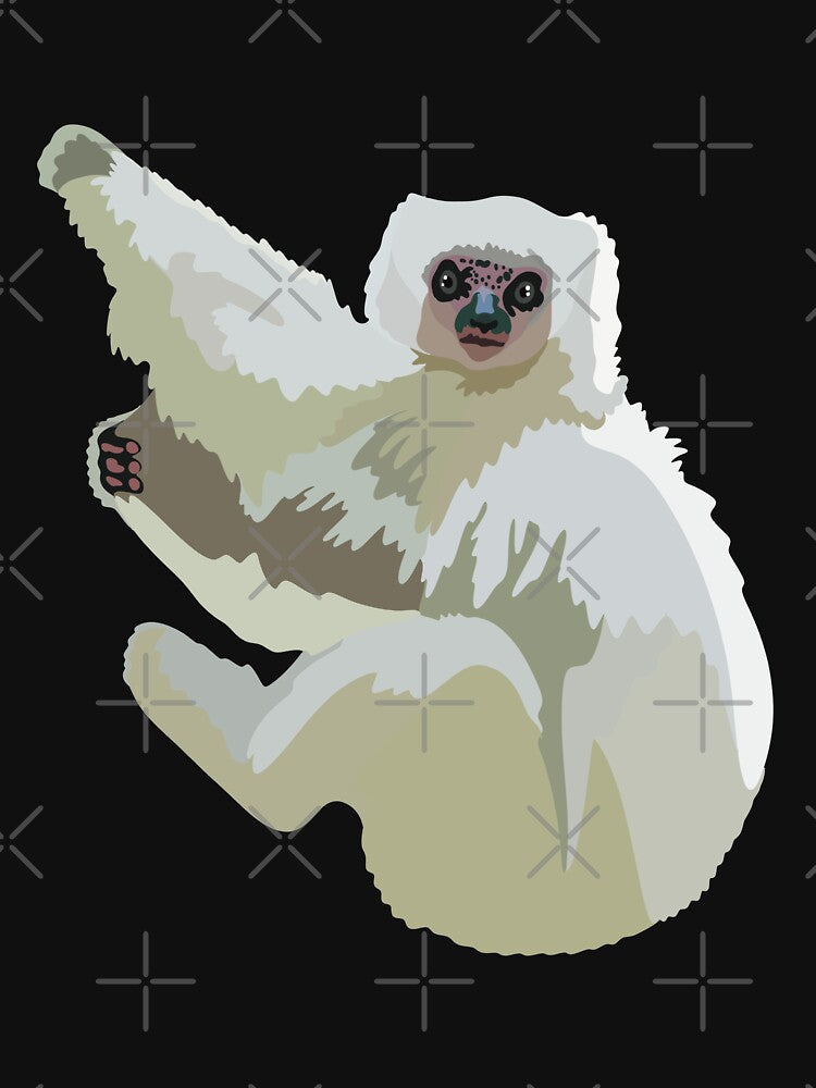 S is for Silky Sifaka,Silky Sifaka Illustration – Rare Madagascar Lemur Art for Wildlife Lovers by... (Image 3)