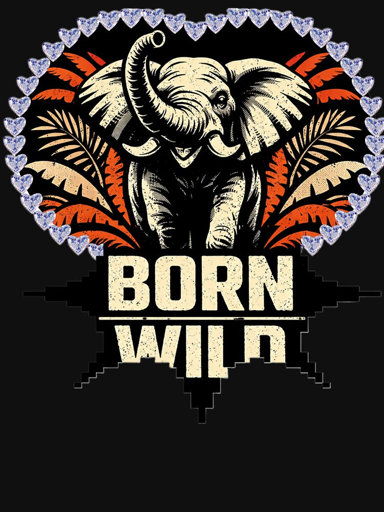 African Elephant Streetwear Art  Born Wild Spirit  Graphic Hoodie Design by SavannaStrikes T-Shirts, Sweatshirt (Image 3)