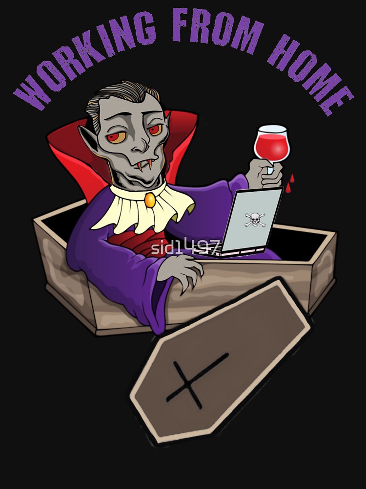 Vampire working from home by SidTastic T-Shirts, Hoodie, Sweatshirt | BlankRebels.com (Image 3)