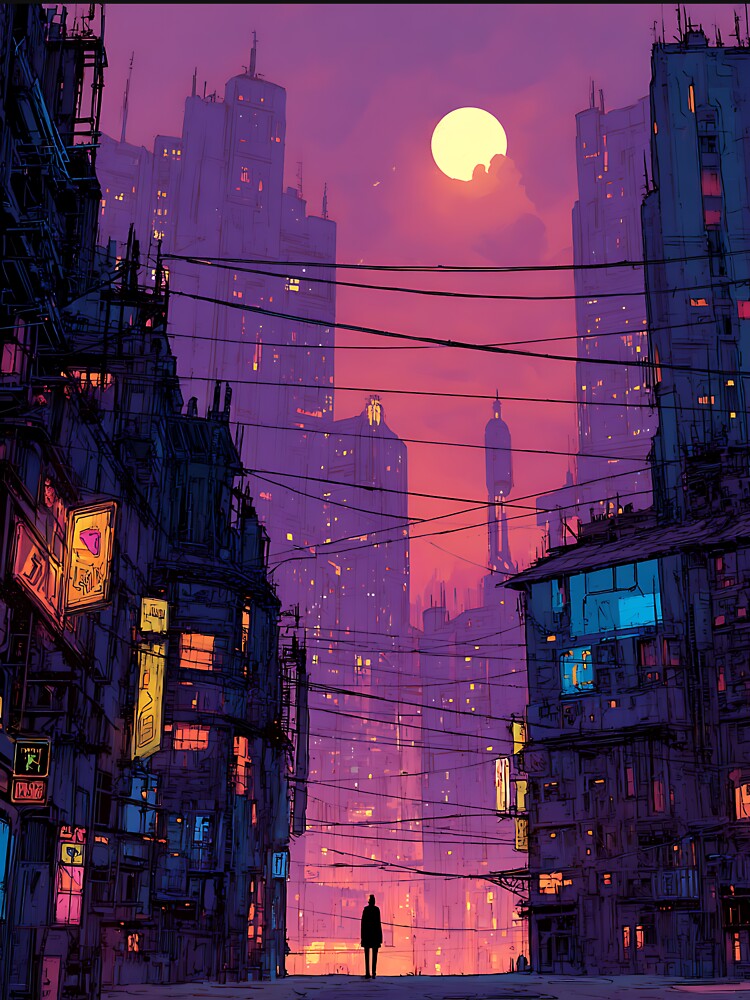Urban Cyberpunk Cityscape Sci-Fi Skyline by bapupa T-Shirts, Hoodie, Sweatshirt | BlankRebels.com (Image 3)