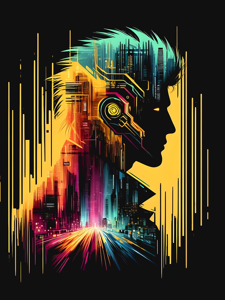 Cyberpunk Man - Double Exposure by Bomba Visual T-Shirts, Hoodie, Sweatshirt | BlankRebels.com (Image 3)