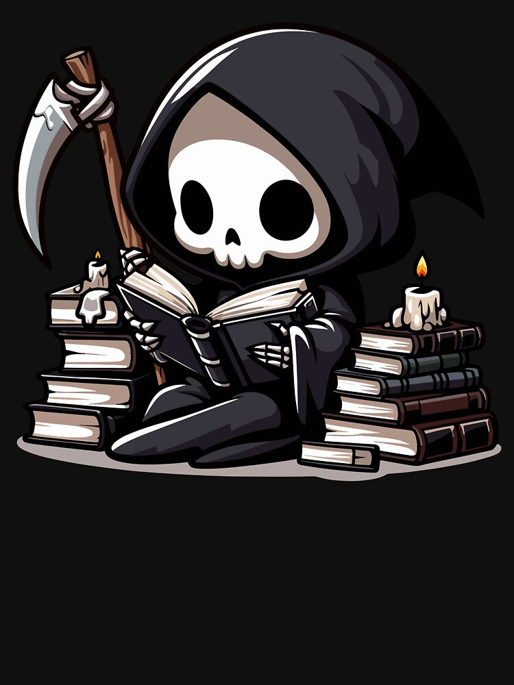 Cute Reaper Reading a Book by Kawaii-n-Spice T-Shirts, Hoodie, Sweatshirt | BlankRebels.com (Image 3)