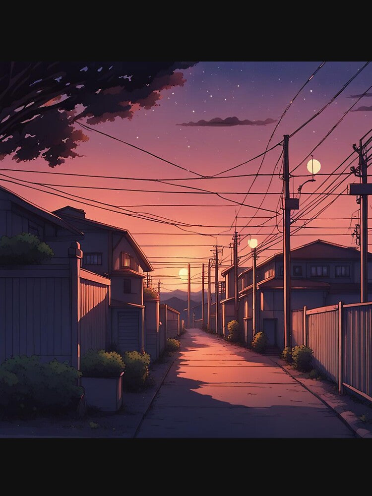 Lofi Anime Sunset Print - Nostalgic Evening Vibes! by evilishgoods