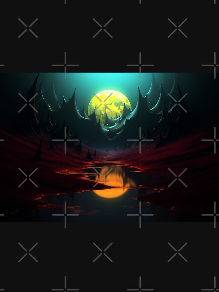 Dark Fantasy Landscape - Nocturne's Golden Eclipse by Fantasy Masterpiece