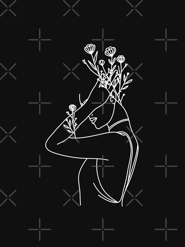Woman Flowers Line Art by minimallineart T-Shirts, Hoodie, Sweatshirt | BlankRebels.com (Image 3)