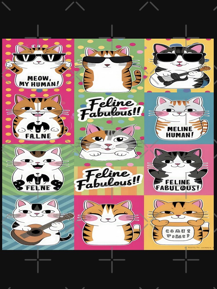 cute funny  cat pattern cheerful  colorful cats with sunglasses and guitar fluffy sweets happy ,aesthetic cat art,funny cat,Cat Lover,cute cat,cat pattern by Expressions-Sel