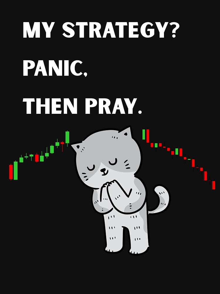 My Strategy? Panic Then Pray – Funny Trader Cat Shirt by Kovrika Hoodie, Sweatshirt | BlankRebels.com (Image 3)