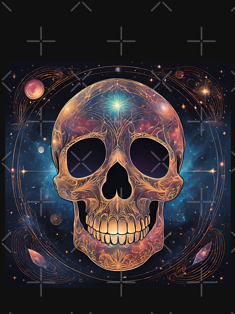 Smiling cosmic skull in the universe pineal gland by LumiLemon T-Shirts, Hoodie, Sweatshirt | BlankRebels.com (Image 3)