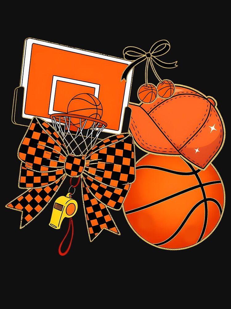 Checkered Game Day Basketball Coquette Bow by KroghDs T-Shirts, Hoodie, Sweatshirt | BlankRebels.com (Image 3)