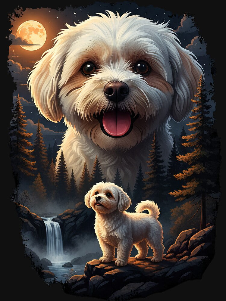 Vintage 90S Maltese Terrier Howling At The Moon by Stotee T-Shirts, Hoodie, Sweatshirt | BlankRebels.com (Image 3)