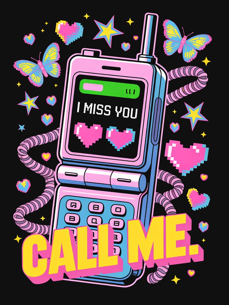 Call Me Flip Phone I Miss You Pixel Hearts Butterfly Valentine's Day by DarylWelsh2024 T-Shirts, Hoodie, Sweatshirt (Image 3)