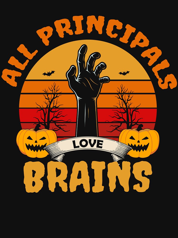 All Principals Love Brains Funny Pumpkins Halloween by DNW-art T-Shirts, Hoodie, Sweatshirt | BlankRebels.com (Image 3)
