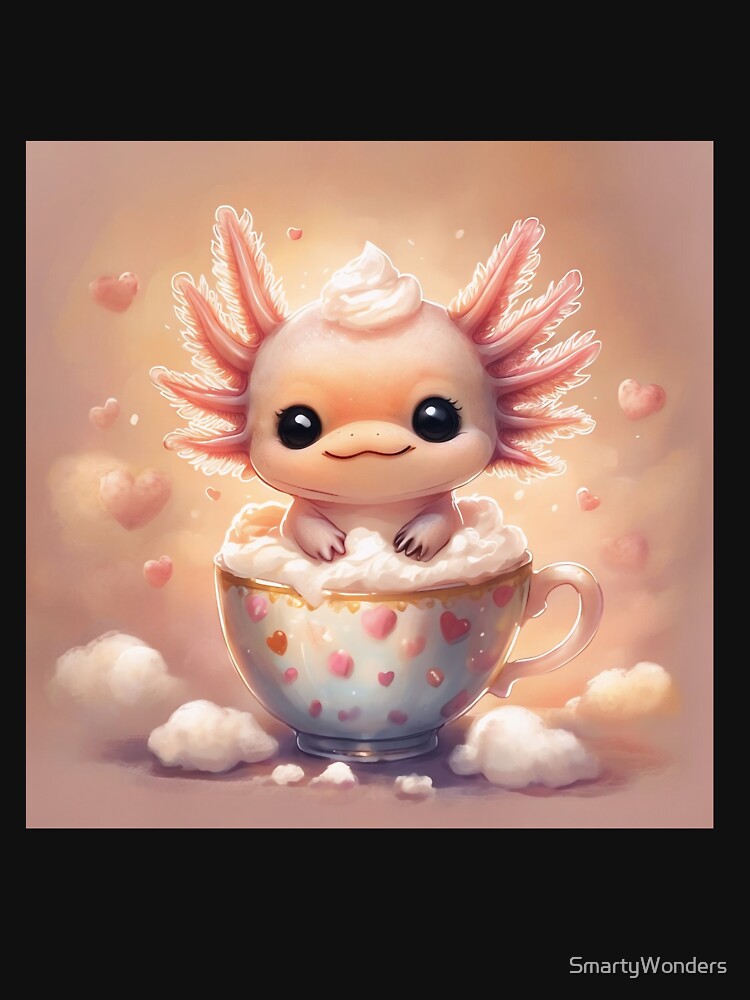 Cute Axolotl in Heart Teacup – Kawaii Valentine’s Day Pastel Axolotl Art by SmartyWonders T-Shirts, Hoodie,... (Image 3)