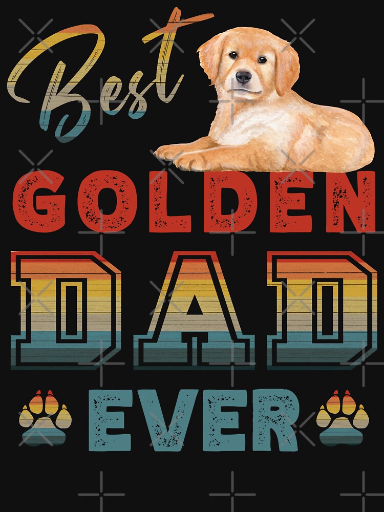 Vintage Retro Sunset Best Golden Dad Ever Paw Prints of Love by FlutteringWings T-Shirts, Hoodie, Sweatshirt (Image 3)